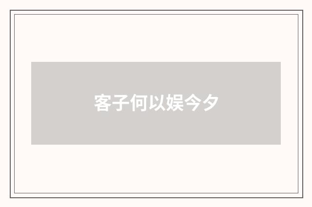 客子何以娱今夕