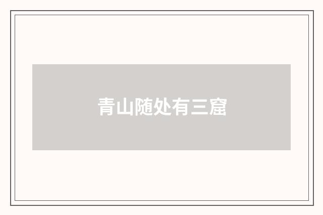 青山随处有三窟