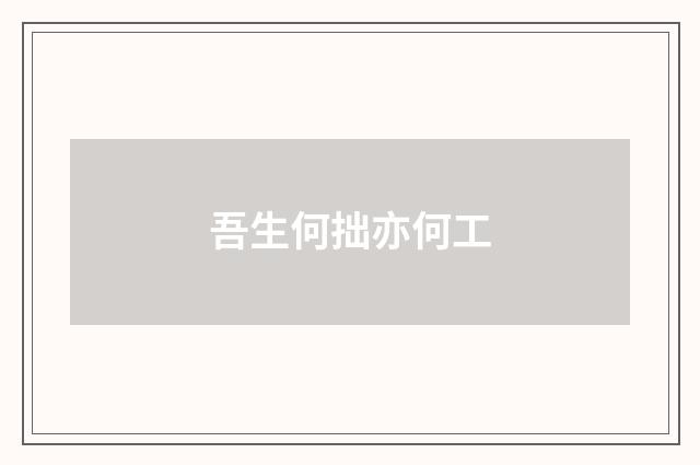 吾生何拙亦何工