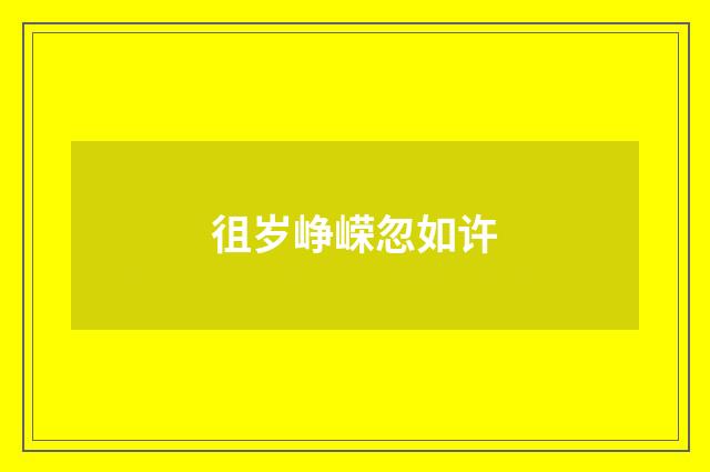 徂岁峥嵘忽如许