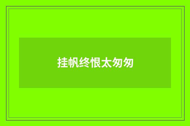 挂帆终恨太匆匆