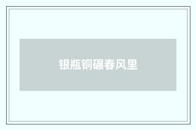 银瓶铜碾春风里
