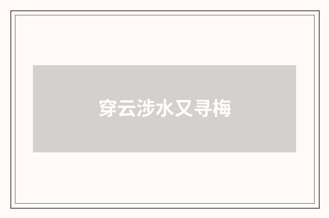 穿云涉水又寻梅