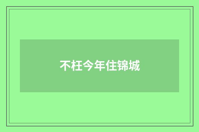 不枉今年住锦城