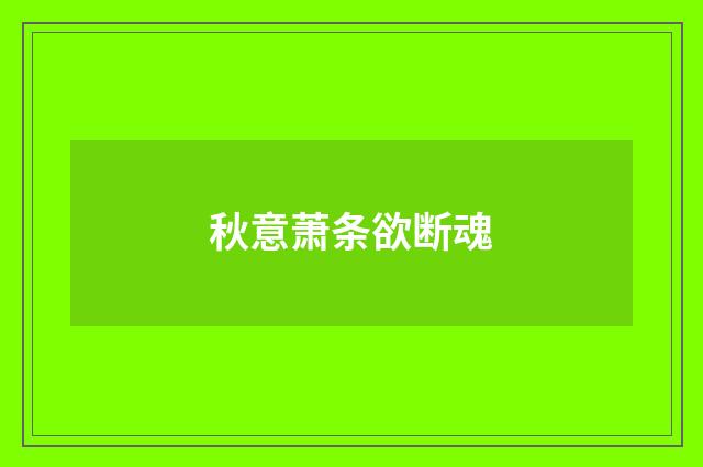 秋意萧条欲断魂