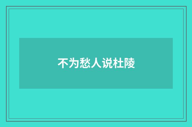 不为愁人说杜陵