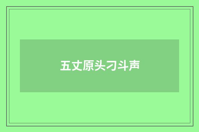 五丈原头刁斗声