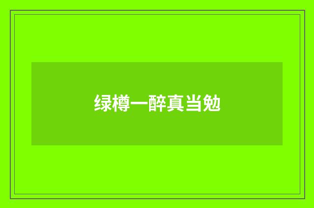 绿樽一醉真当勉