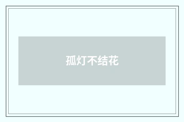 孤灯不结花