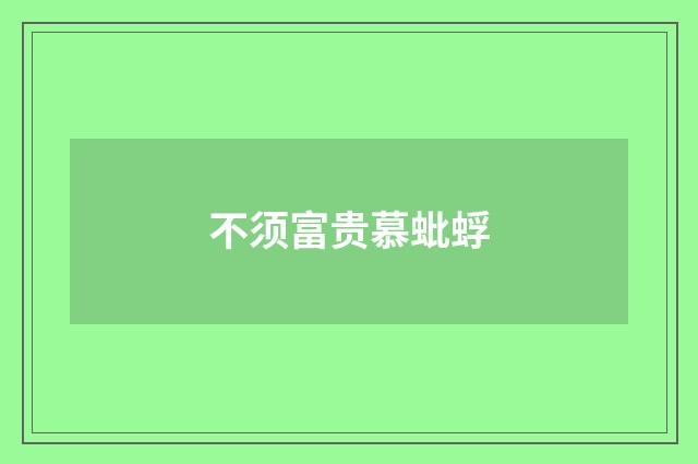 不须富贵慕蚍蜉