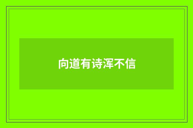 向道有诗浑不信