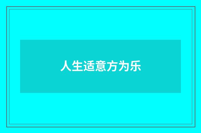 人生适意方为乐