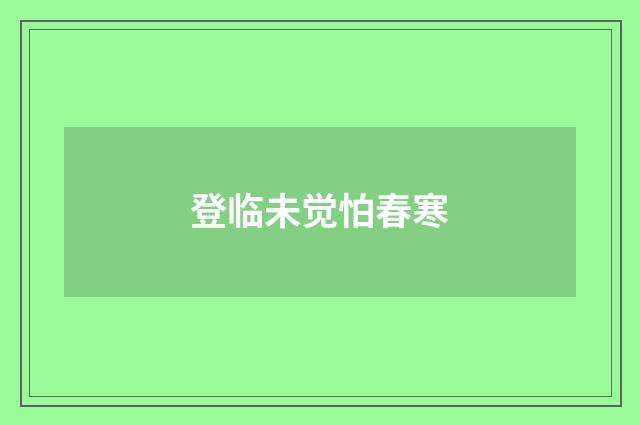登临未觉怕春寒