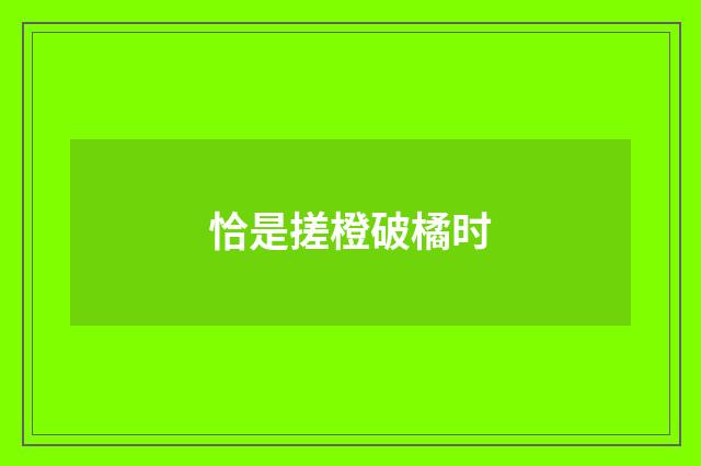 恰是搓橙破橘时