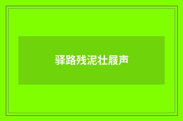 驿路残泥壮屐声