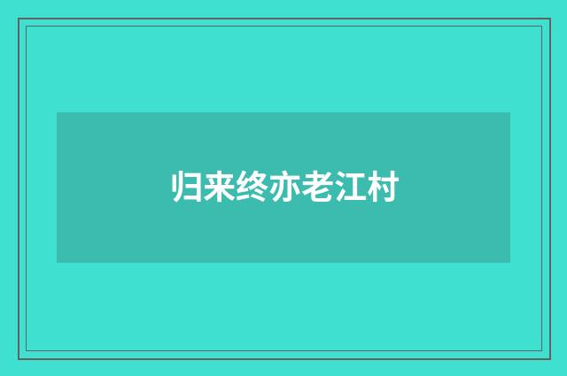 归来终亦老江村