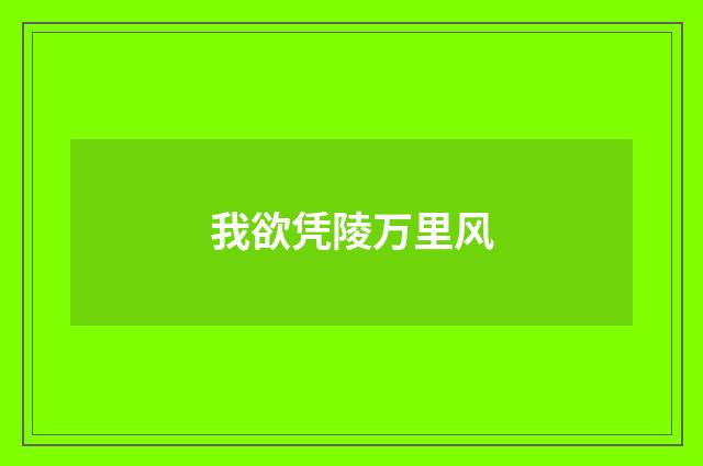 我欲凭陵万里风