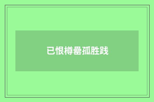 已恨樽罍孤胜践