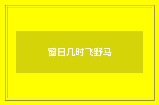 窗日几时飞野马