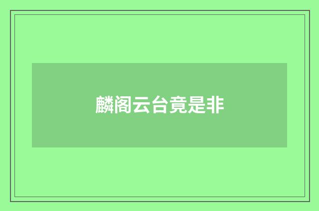 麟阁云台竟是非