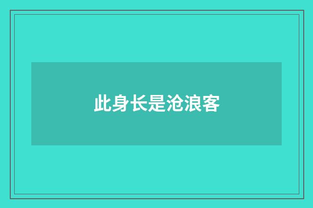 此身长是沧浪客