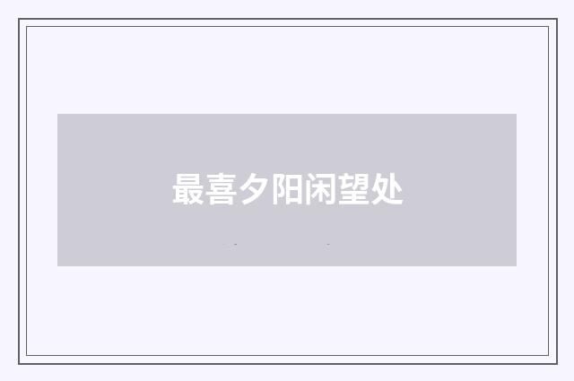 最喜夕阳闲望处