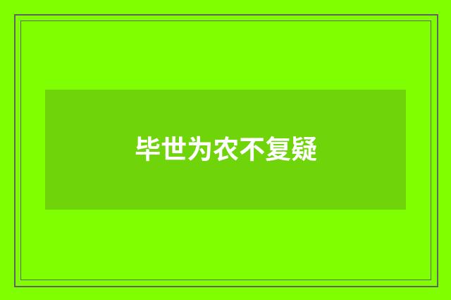 毕世为农不复疑
