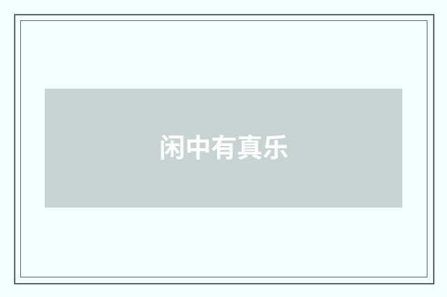 闲中有真乐