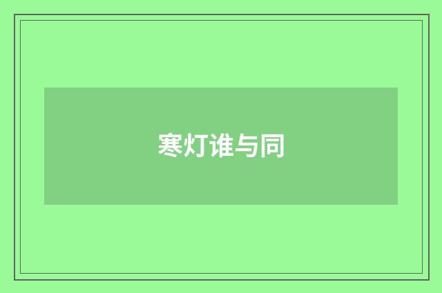 寒灯谁与同
