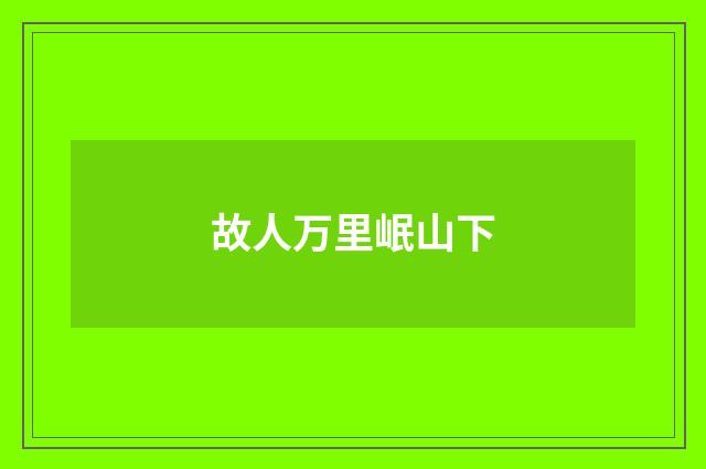 故人万里岷山下