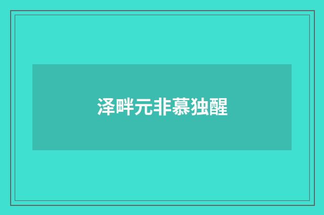 泽畔元非慕独醒