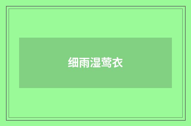细雨湿莺衣