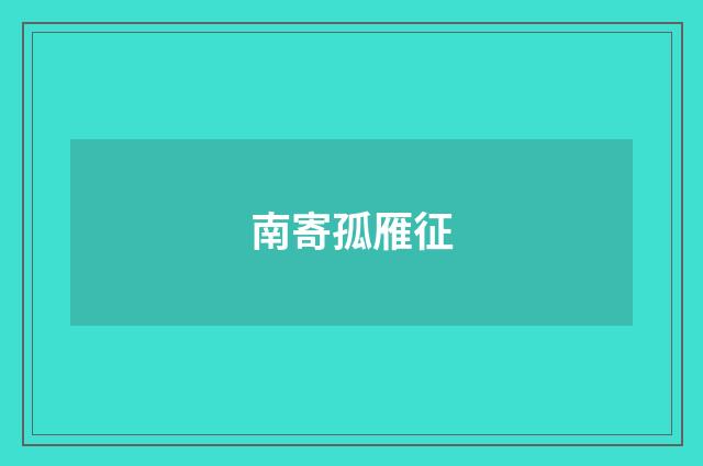 南寄孤雁征