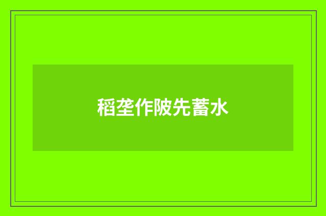 稻垄作陂先蓄水
