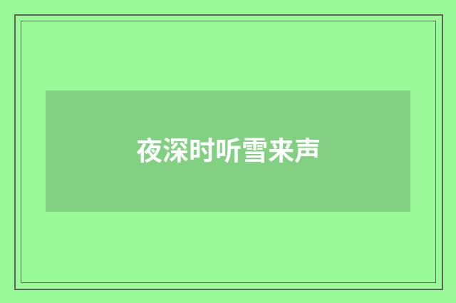 夜深时听雪来声