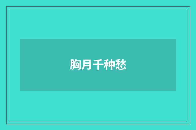胸月千种愁