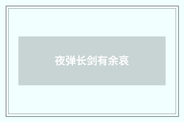 夜弹长剑有余哀