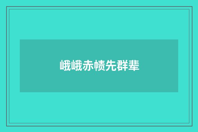 峨峨赤帻先群辈
