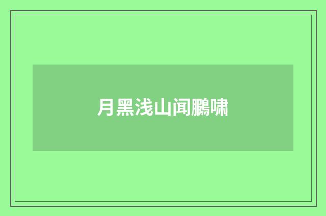 月黑浅山闻鵩啸