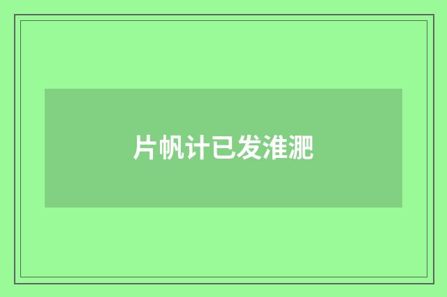片帆计已发淮淝