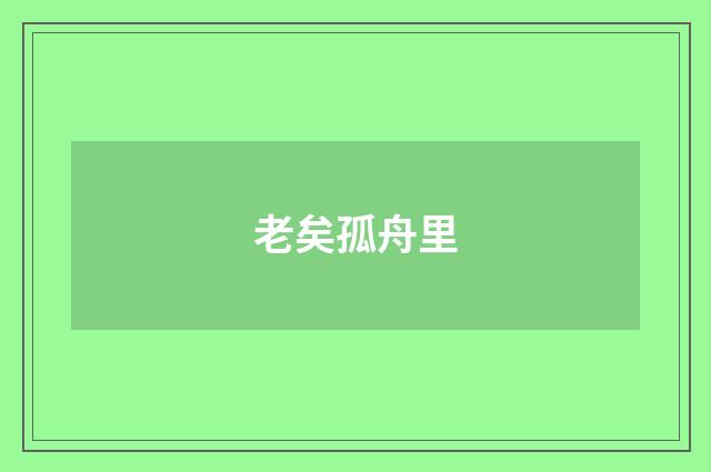 老矣孤舟里