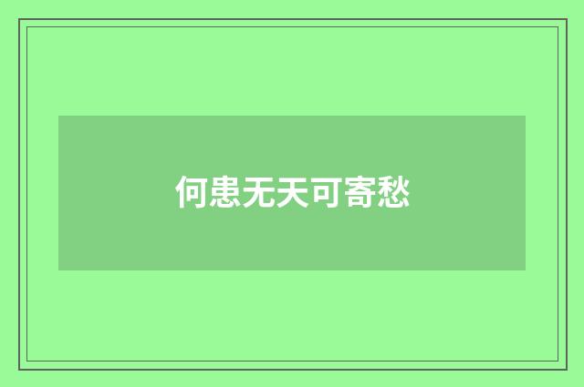 何患无天可寄愁
