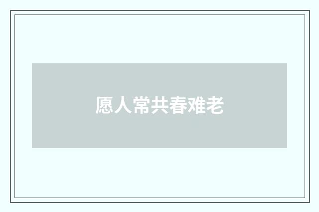 愿人常共春难老
