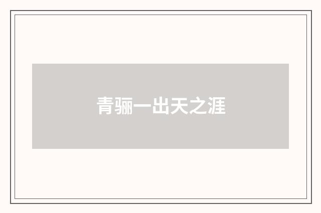 青骊一出天之涯