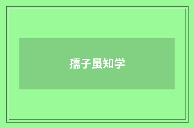 孺子虽知学