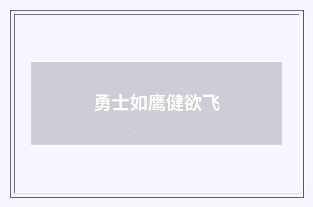 勇士如鹰健欲飞