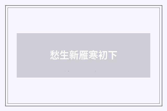 愁生新雁寒初下