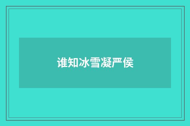 谁知冰雪凝严侯