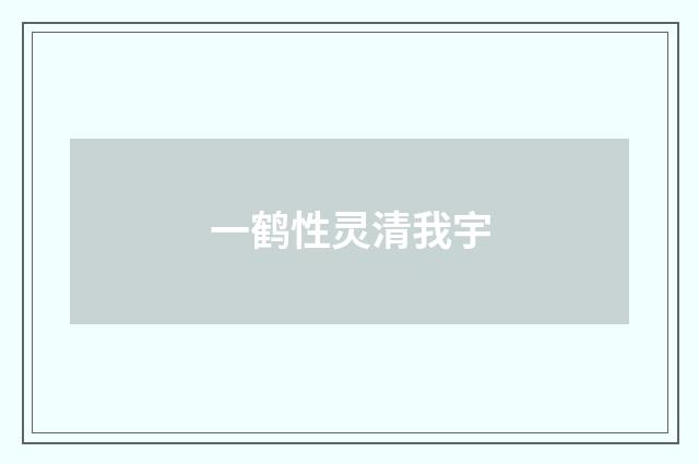 一鹤性灵清我宇