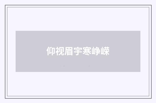 仰视眉宇寒峥嵘